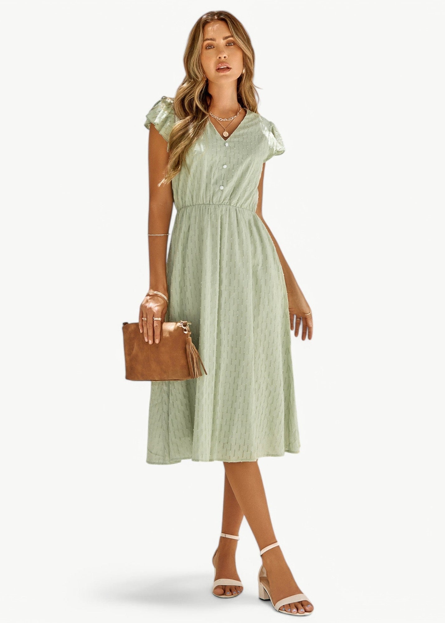 Violet - V-neck dress with ruffles
