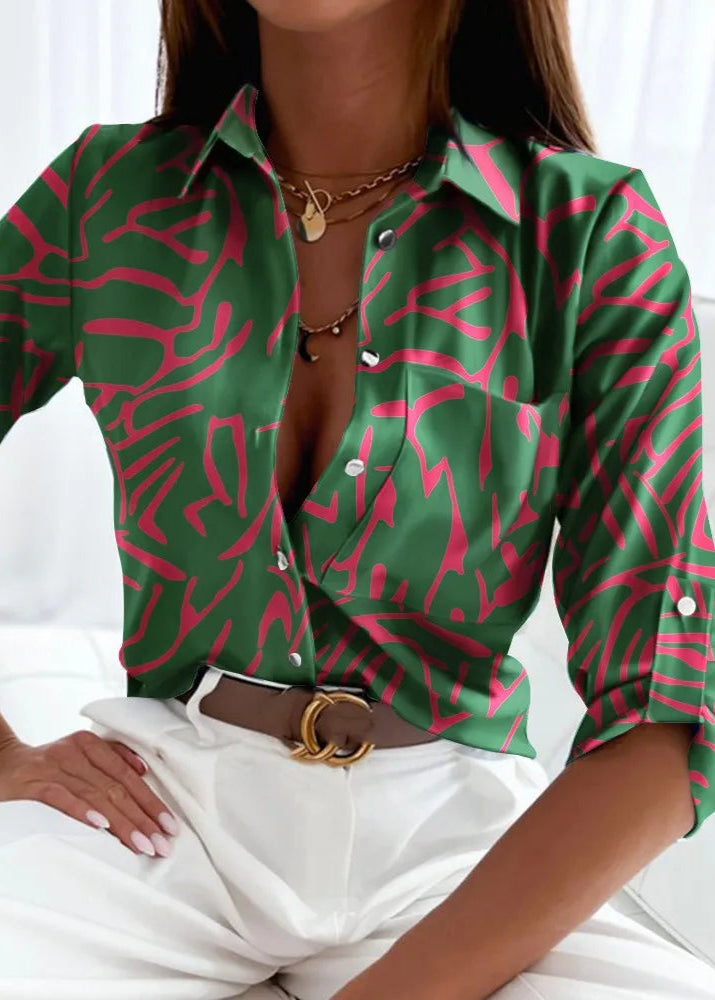Laura - Elegant Blouse with Artistic Print