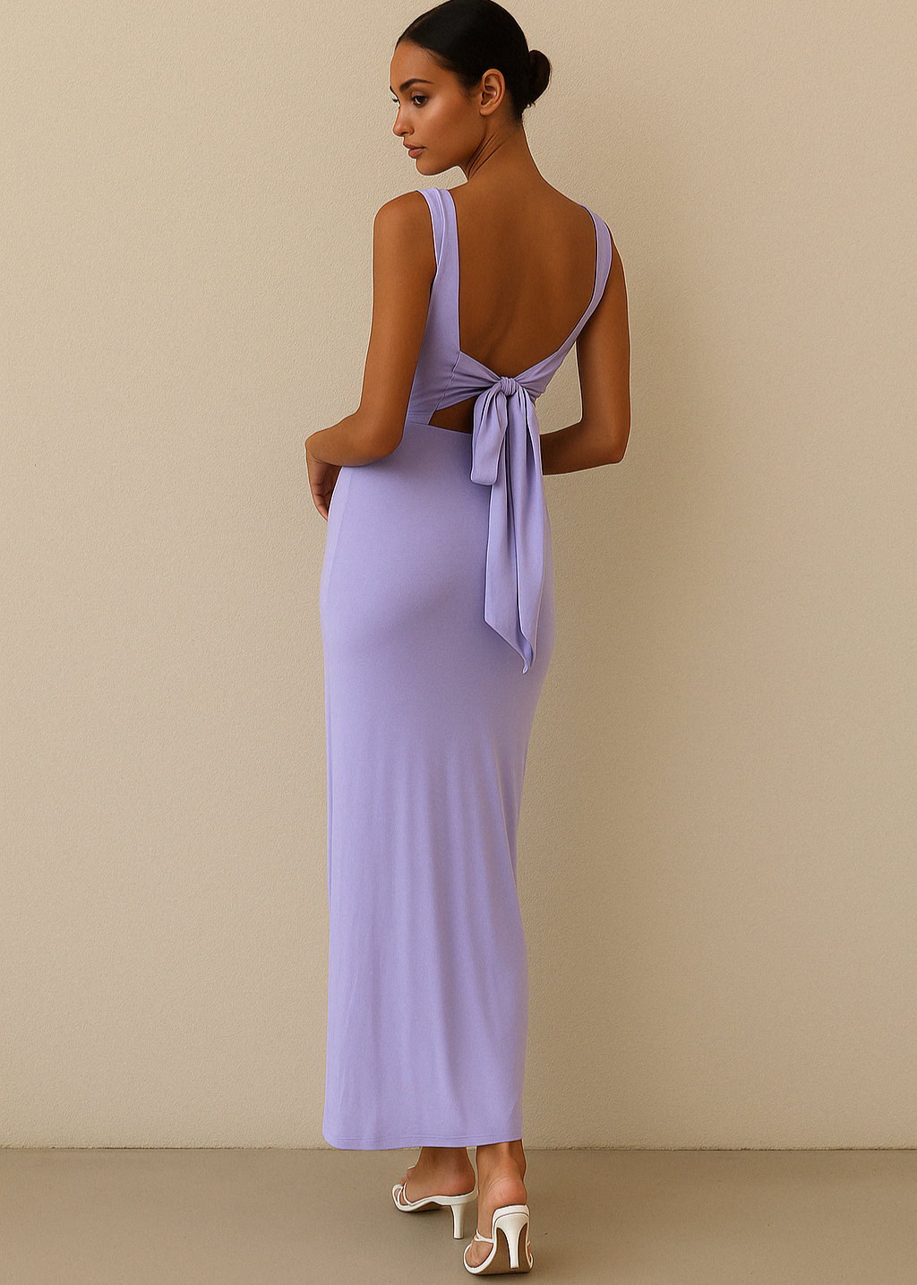 Eline - Pretty Bow and Slit Dress