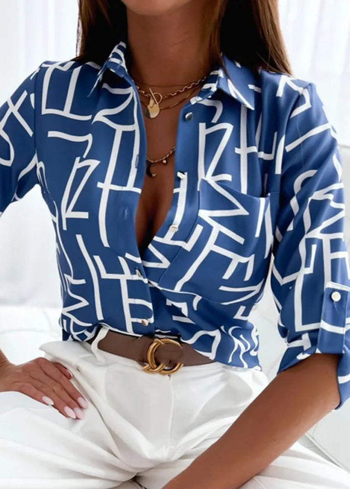 Laura - Elegant Blouse with Artistic Print