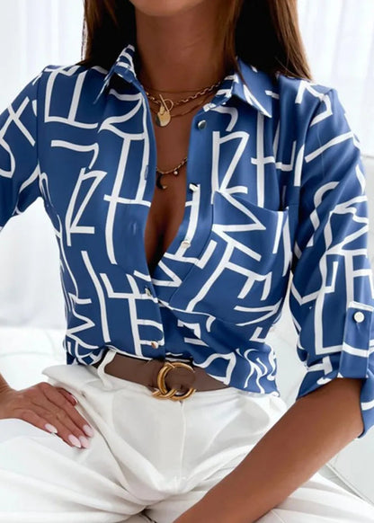 Laura - Elegant Blouse with Artistic Print