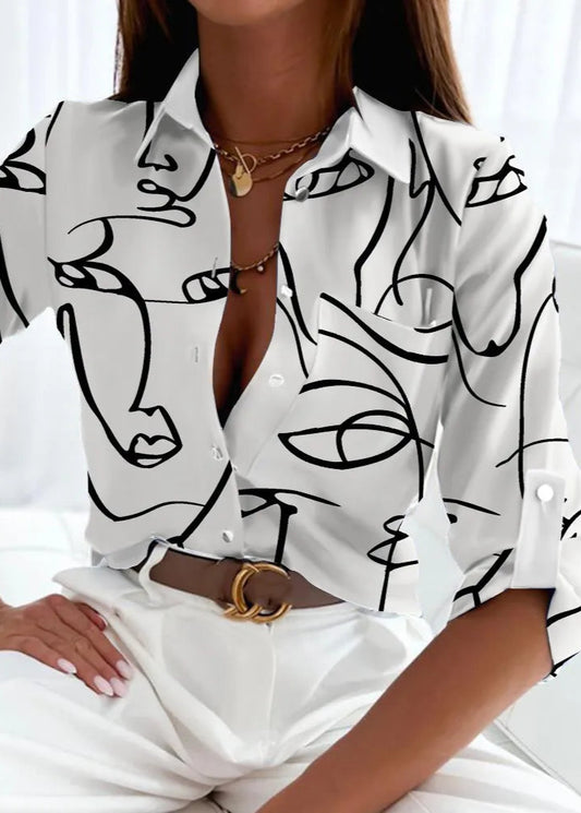 Laura - Elegant Blouse with Artistic Print