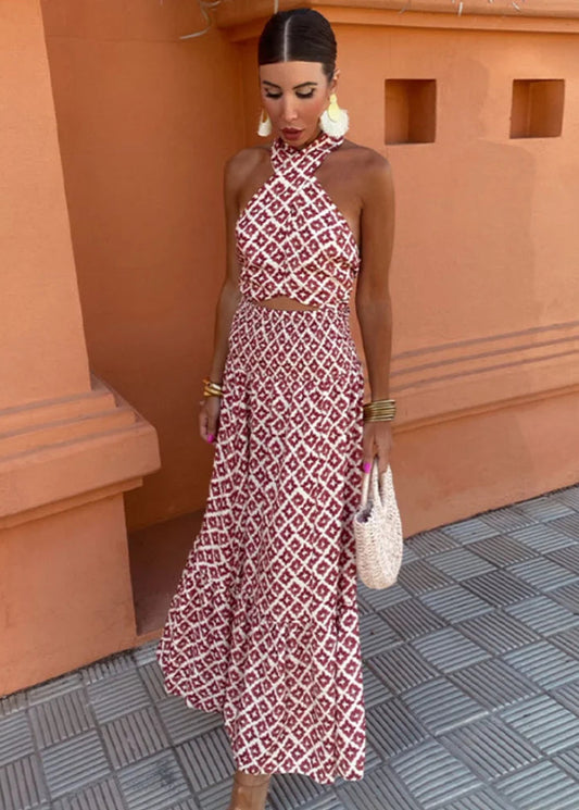Noëlle - Chic Patterned Maxi Dress For Summer Style