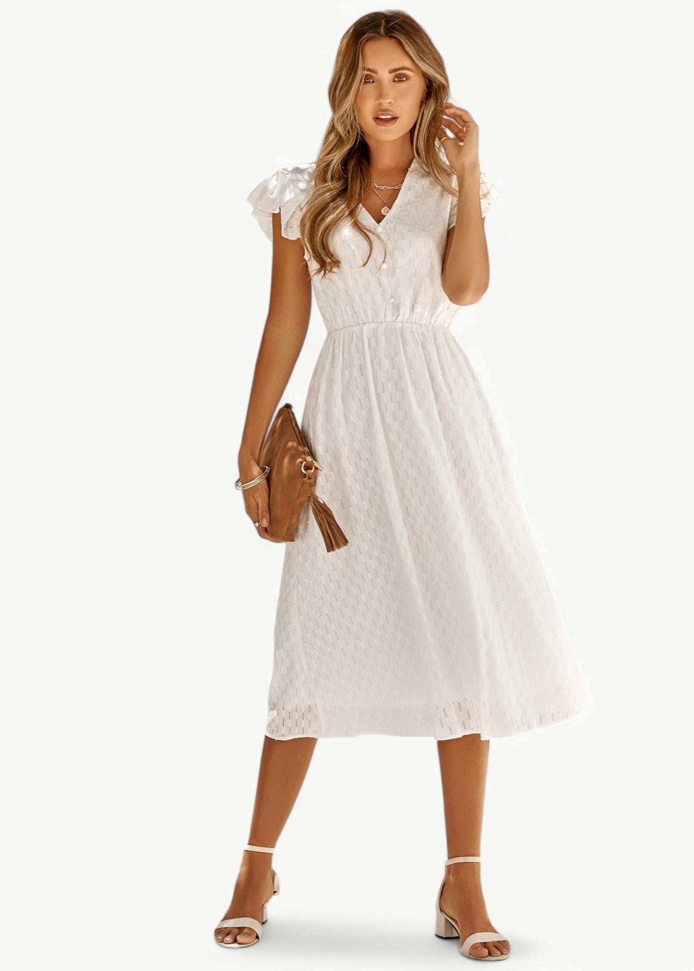 Violet - V-neck dress with ruffles