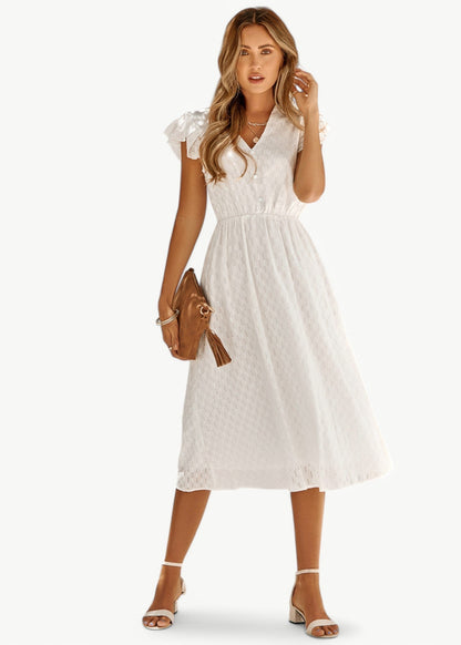 Violet - V-neck dress with ruffles